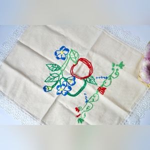 Blue Flowers - Hand Embroidered Napkin